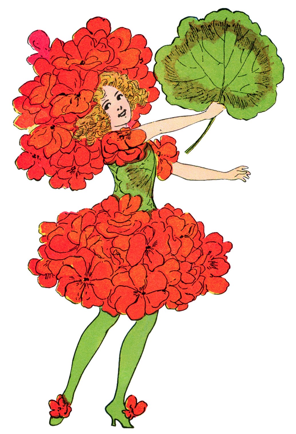 geranium flower child, Elizabeth Gordon, old book page, vintage flower children poem, vintage storybook printable
