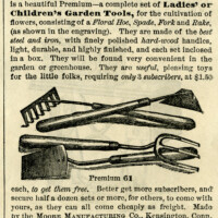 vintage garden clipart, free black and white graphics, antique garden tools, vintage magazine advertising, hoe spade fork rake illustration