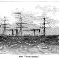 vintage ship clip art, black and white graphics, sea clipart engraving, the tennessee ship, old fashioned ship illustration
