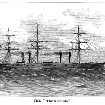 vintage ship clip art, black and white graphics, sea clipart engraving, the tennessee ship, old fashioned ship illustration