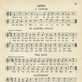 April songs for kindergarten free printable sheet music