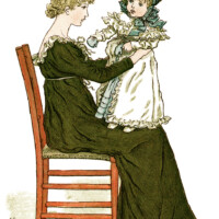 Kate Greenaway, to baby poem, vintage storybook image, printable story illustration, mother baby clip art