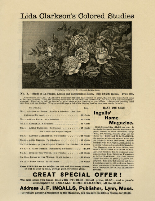 and white graphics, printable vintage advertisement, Lida Clarkson roses, rose clip art, vintage flower engraving, junk journal printable