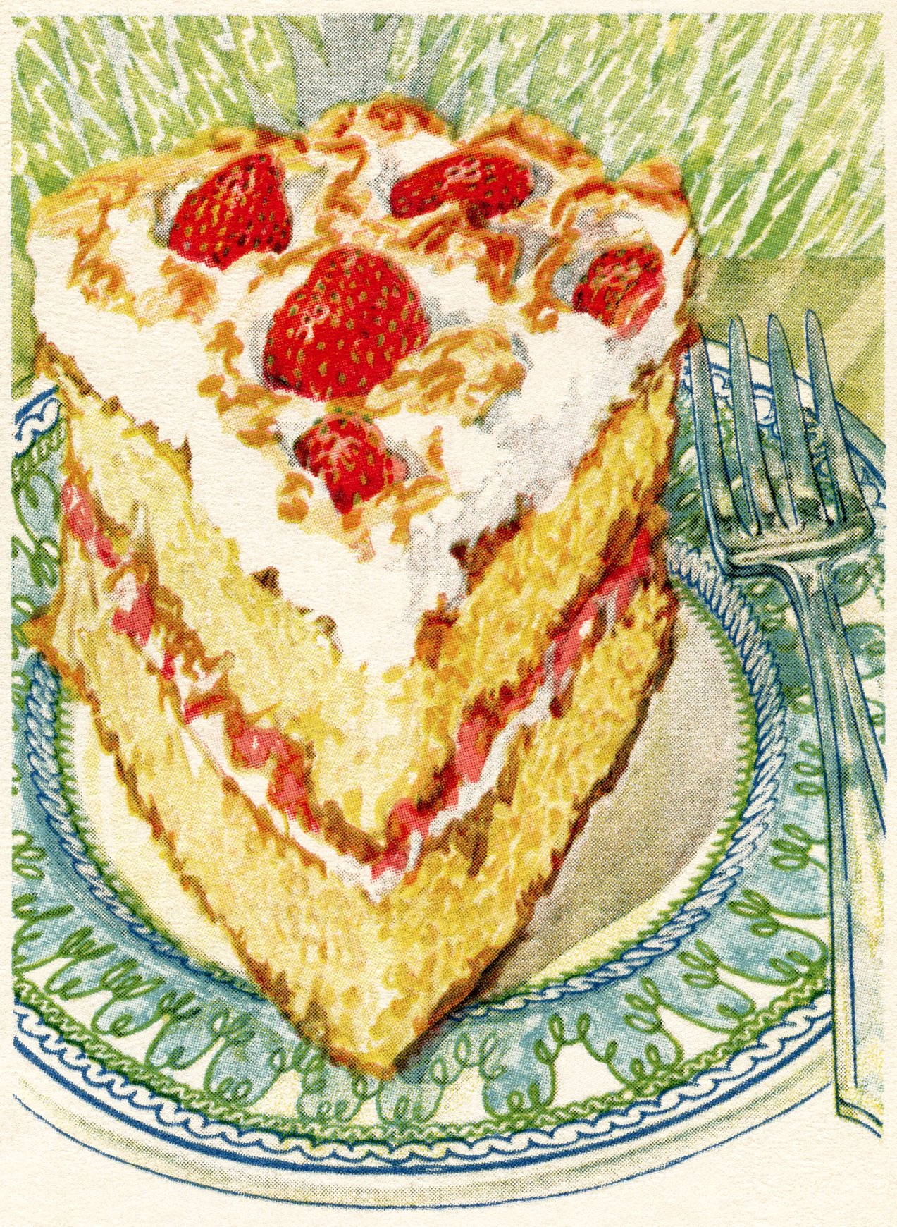 strawberry cake picture,vintage cake clip art,baked goods illustration,vintage kitchen graphics,printable cookbook page,strawberry shortcake recipe