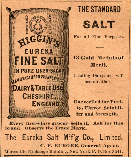 antique magazine ad, Higgins fine salt, old fashioned food advertising, vintage kitchen printable