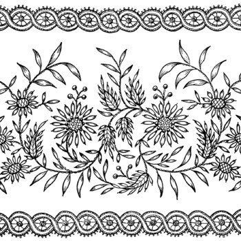 Flowers and Leaves Embroidery Pattern