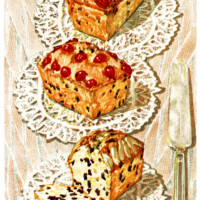 vintage cake clip art, English Dundee cake, baked goods illustration, vintage kitchen graphics, printable cookbook page, old fashioned cake recipe