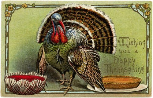 Free vintage Thanksgiving dinner postcard digital