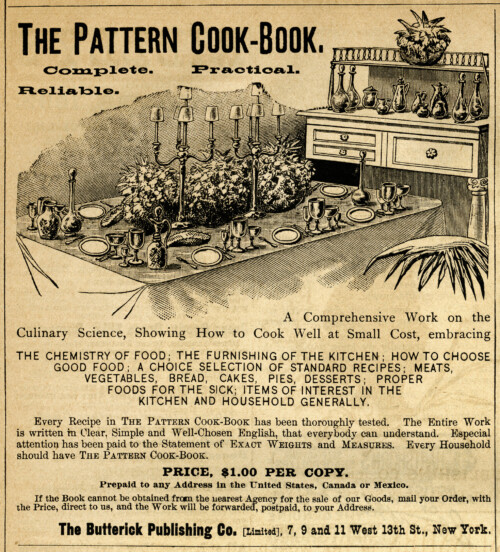 antique magazine ad, black and white clip art, vintage butterick advertisement, table setting illustration, vintage kitchen clipart