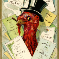 top hat turkey, turkey menu image, antique Thanksgiving postcard, turkey clip art, Victorian thanksgiving clipart, vintage turkey graphic, old fashioned thanksgiving card