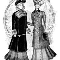 Victorian fashion illustration, Victorian lady, black and white clip art, antique ladies clothing, vintage winter fashion, ladies street toilette
