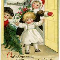 vintage Christmas postcard, Ellen Clapsaddle, Christmas children illustration, Victorian Clapsaddle children, antique Christmas card