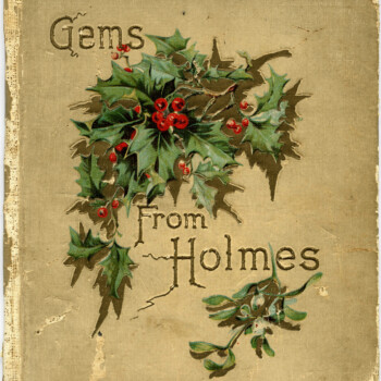 shabby book cover, holly and berries, vintage floral clipart, grunge Christmas graphics