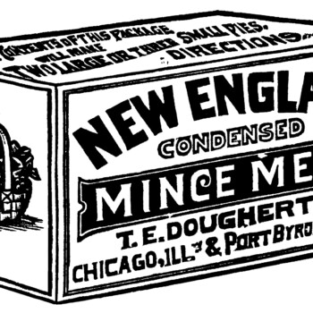 mincemeat ad, dougherty’s mince meat, black and white graphics, Christmas clip art, antique magazine ad