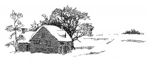 snow covered house, black and white graphics, winter country scene, house in winter clip art, free vintage graphics