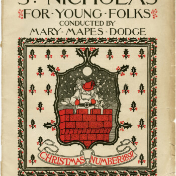 St Nicholas magazine cover, shabby page graphics, free vintage ephemera, Christmas Santa printable, old paper digital