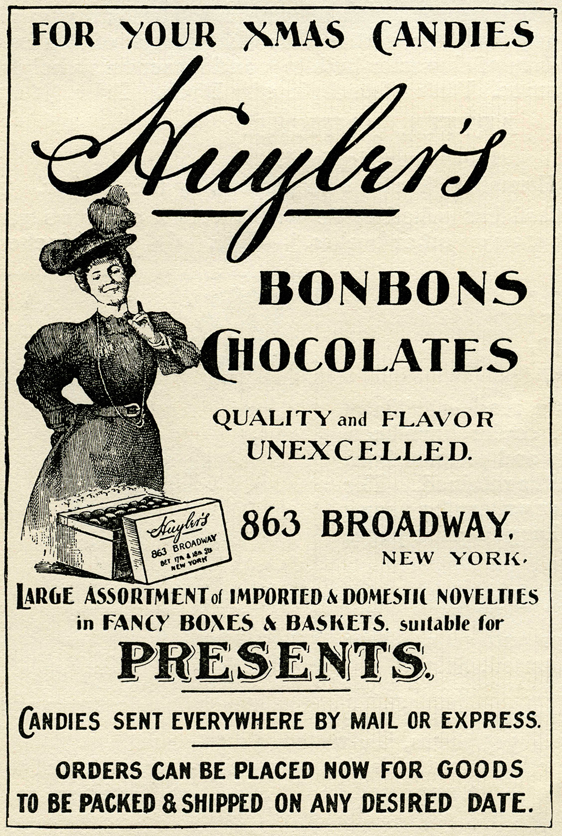 Promotional Advertisement for Huyler's candies