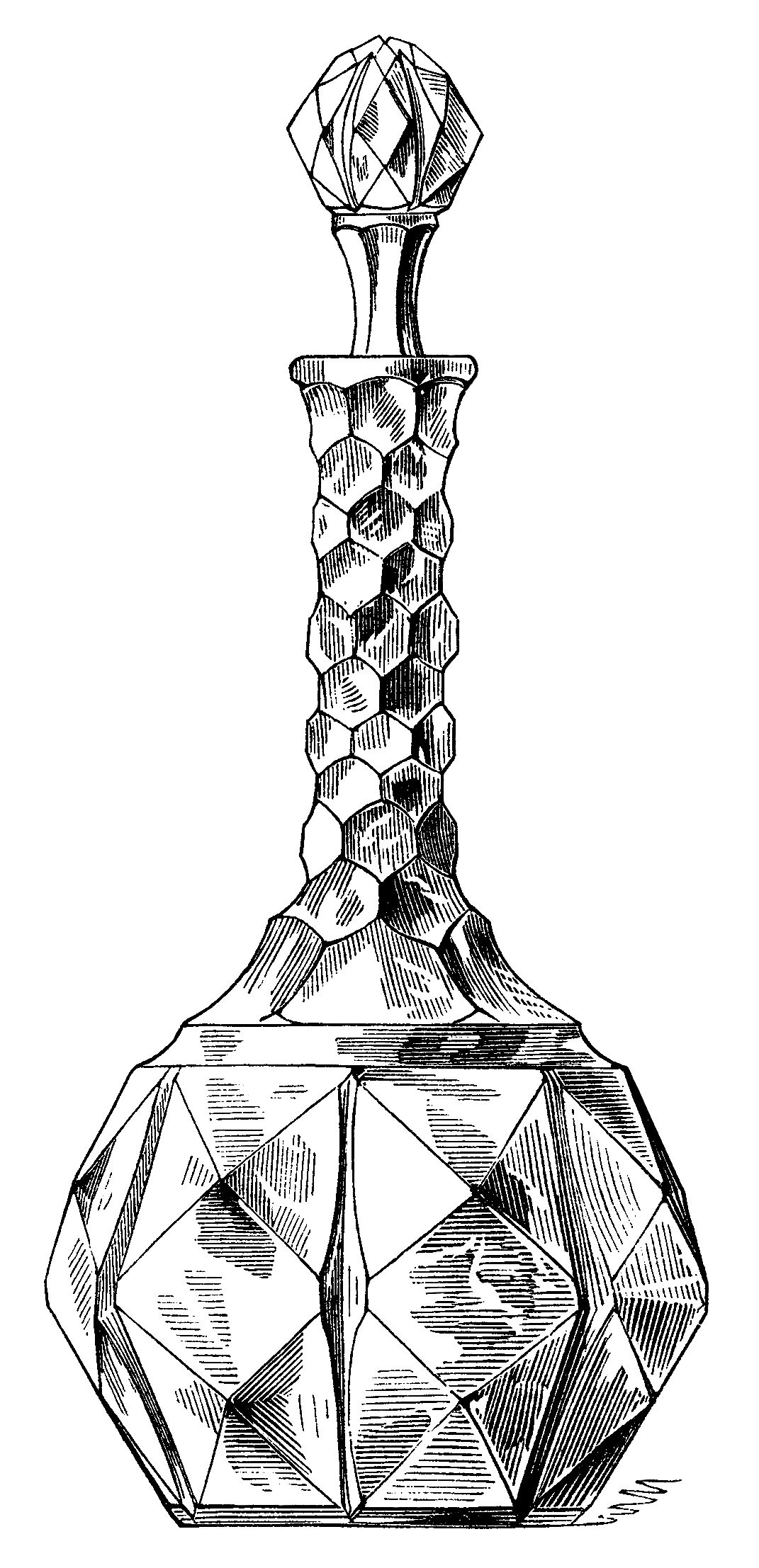 vintage wine decanter clip art, antique wine bottle, black and white clipart, vintage kitchen printable, Victorian decanter engraving