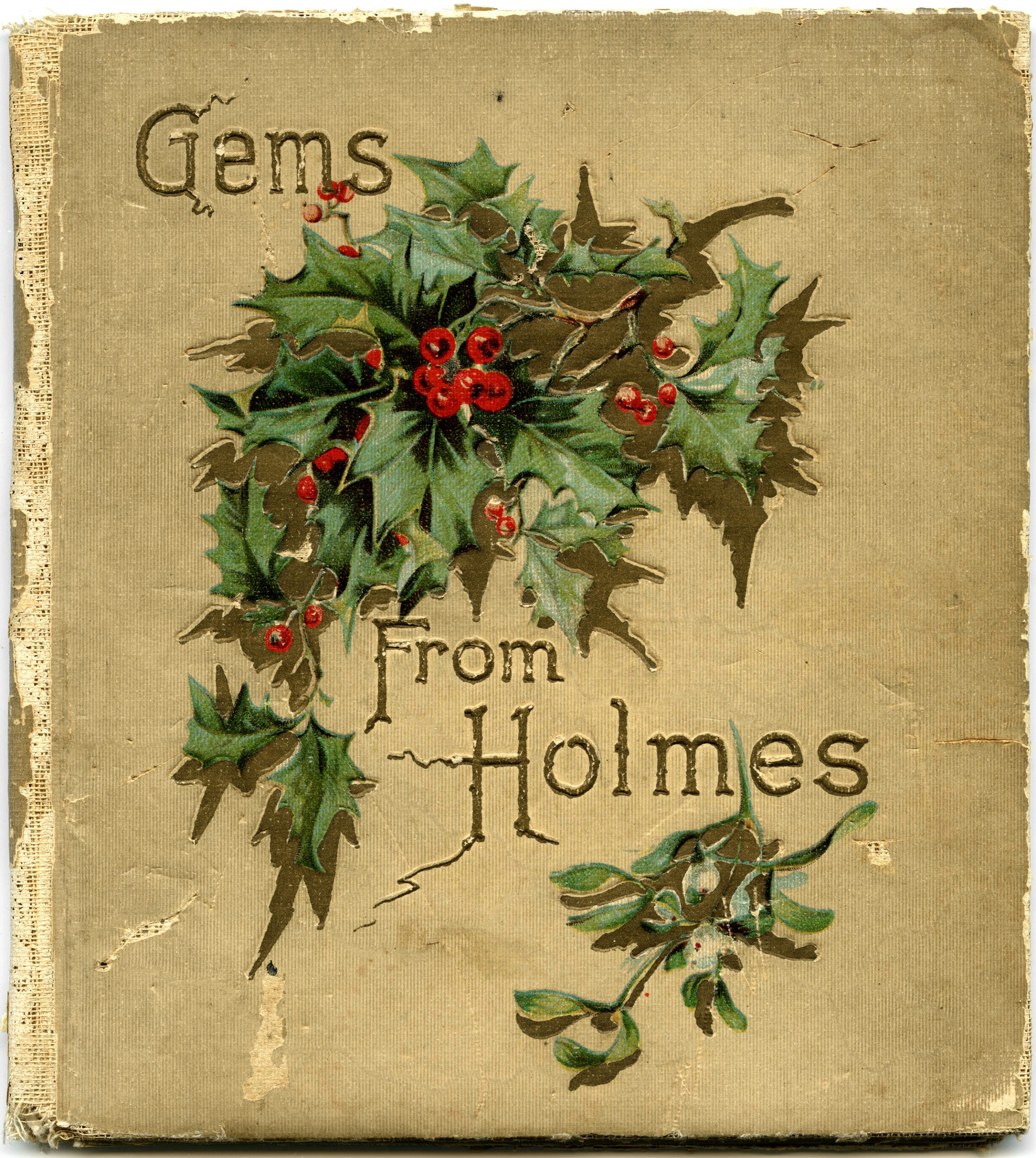 shabby book cover, holly and berries, vintage floral clipart, grunge Christmas graphics