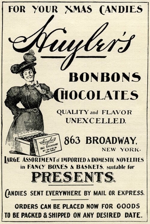 vintage magazine ads, huylers chocolate, vintage advertising clip art, gorham manufacturing co, antique Christmas ad, mason hamlin organ piano co