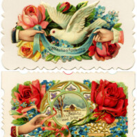 free Victorian calling card clip art rose dove hand