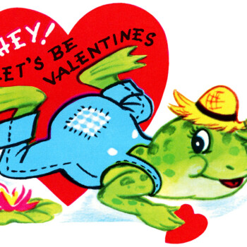 vintage valentine clip art, retro valentine card, printable valentine, frog valentine