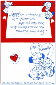vintage valentine clip art, retro valentine card, printable valentine, puppy valentine, kitten valentine
