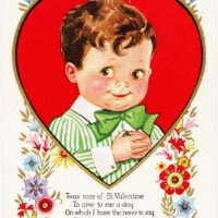 vintage valentine postcard, Victorian boy valentine, old fashioned valentine card, printable valentines day card