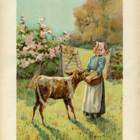 dinner time, Florence M Gill, vintage farm art, Victorian girl clip art, printable vintage, storybook illustration