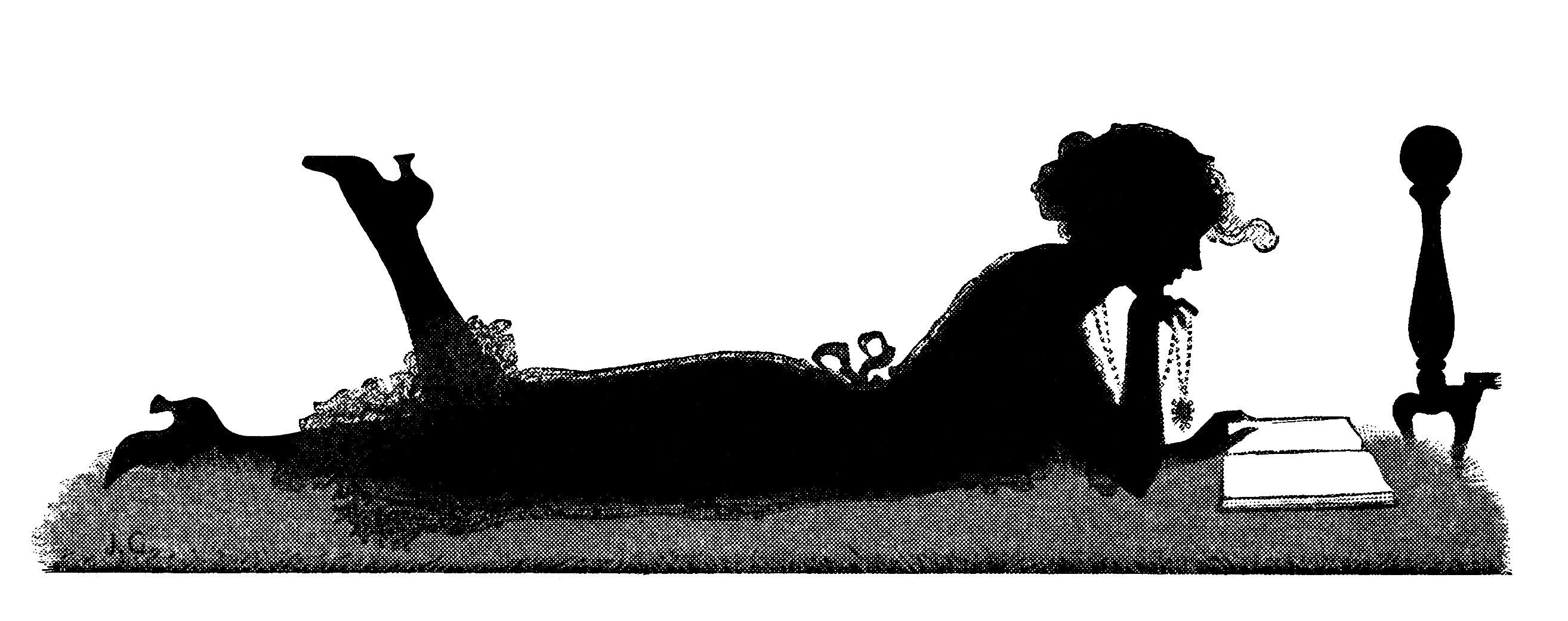 victorian woman silhouette reading