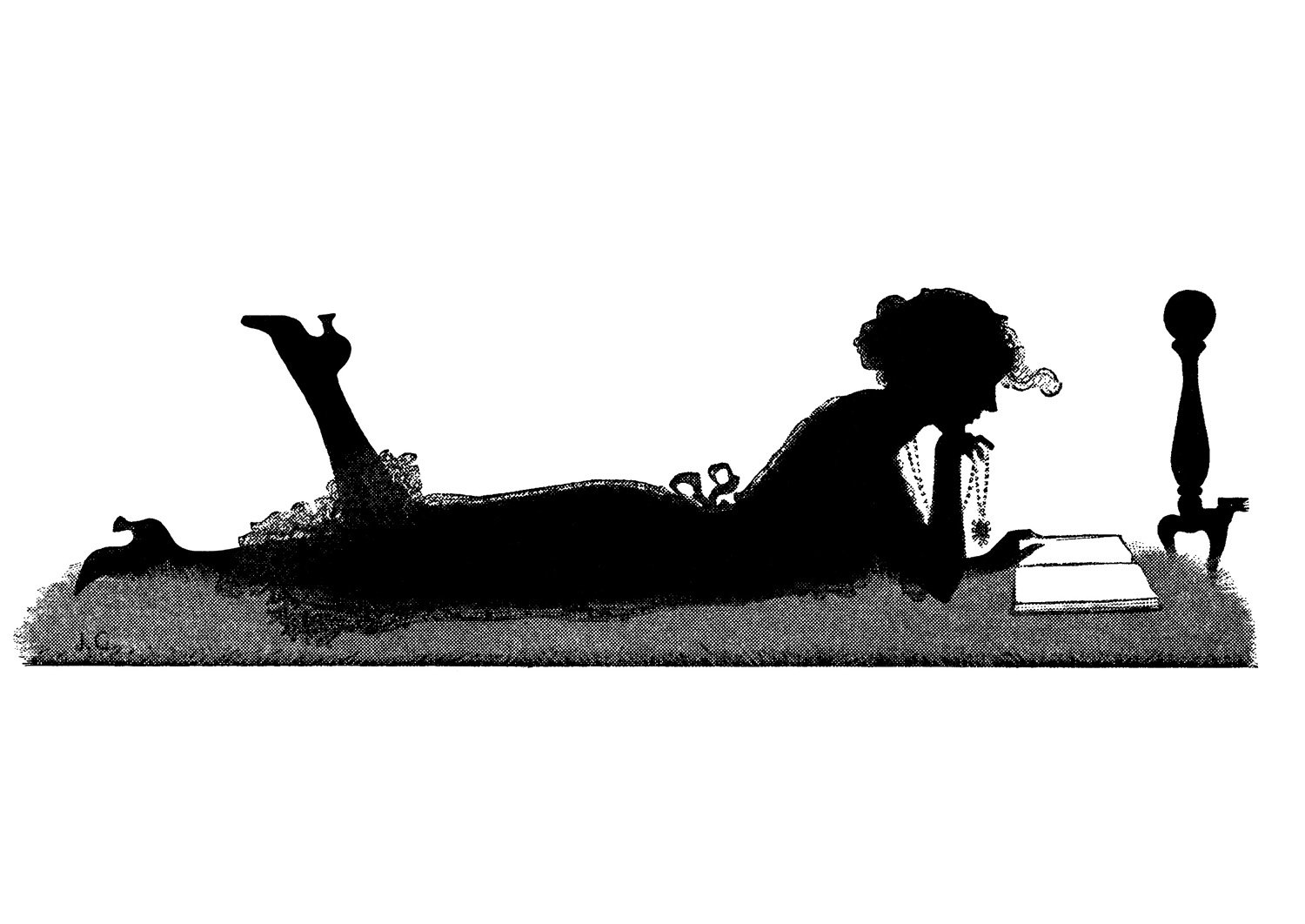 reading clip art, lady silhouette, vintage clip art, black and white graphics, transfer graphics