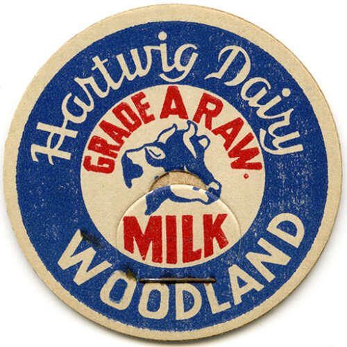 vintage milk cap, dairy ephemera, cardboard bottle cap, paper milk lid