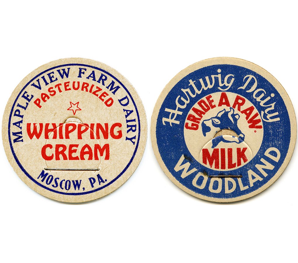 vintage milk cap, dairy ephemera, cardboard bottle cap, paper milk lid