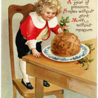 vintage Christmas postcard, Ellen Clapsaddle, Christmas boy, Victorian Clapsaddle child, Christmas pudding
