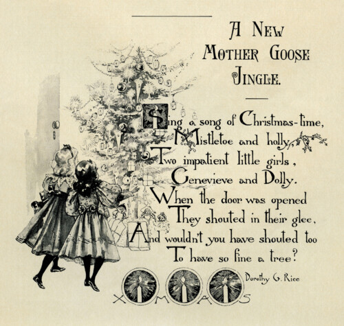 Christmas poem, new mother goose jingle, vintage Christmas, Christmas clip art, printable Christmas