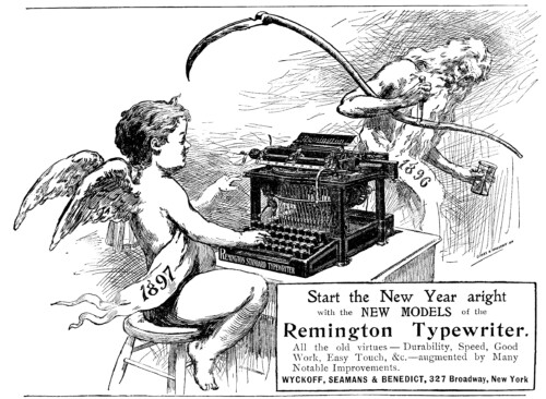 typewriter clip art, vintage typewriter ad, Remington typewriter, new year clip art, black and white graphics