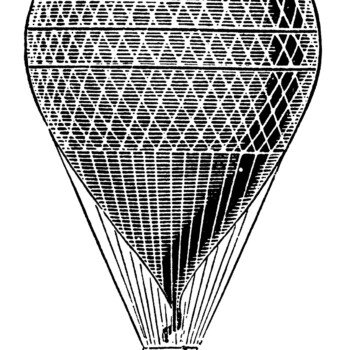 hot air balloon black and white vintage clip art
