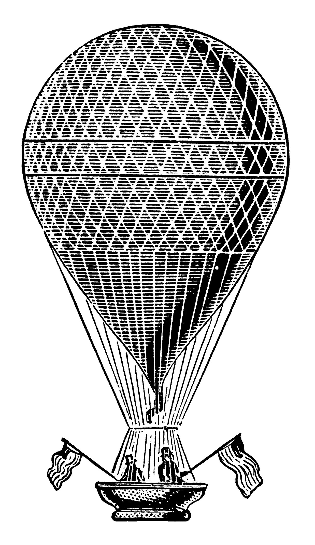 hot air balloon black and white vintage clip art
