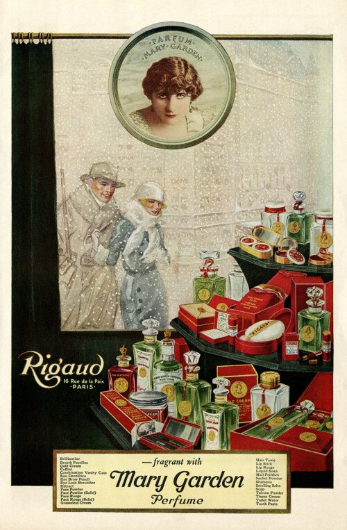 Mary Garden, Rigaud perfume, vintage perfume, vintage magazine ad, vintage beauty clip art