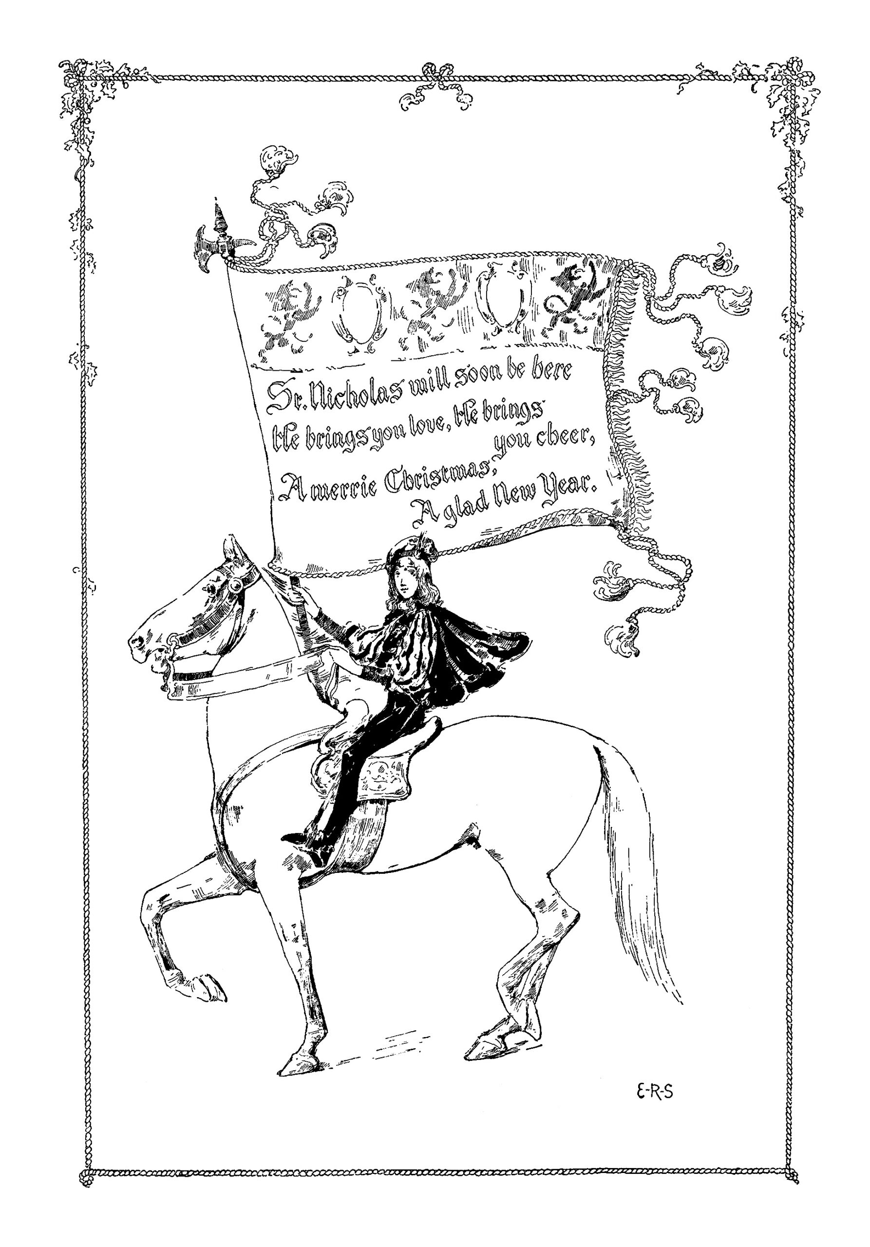 Christmas poem, medieval boy, St Nicholas poem, vintage Christmas, Christmas clip art
