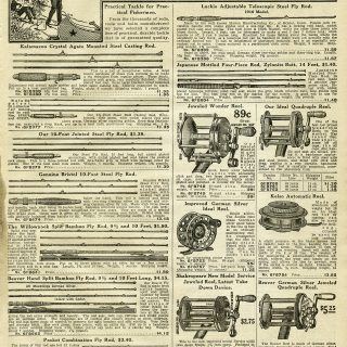 vintage fishing tackle, old catalogue page, fishing clip art, junk journal printable