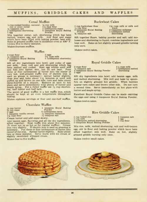 free vintage printable cookbook recipe page waffles pancakes