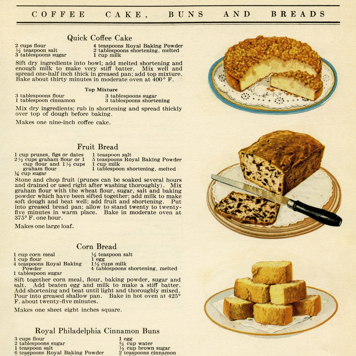 free vintage printable recipe page cake bread buns