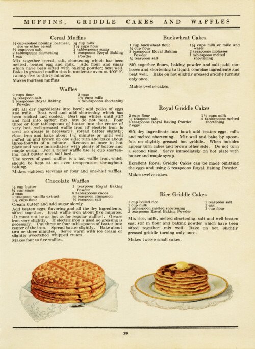 free vintage printable cookbook recipe page waffles pancakes