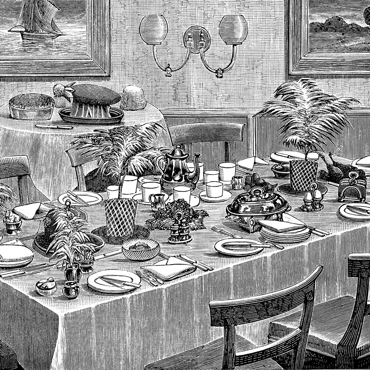free vintage kitchen printable Mrs Beeton table setting breakfast