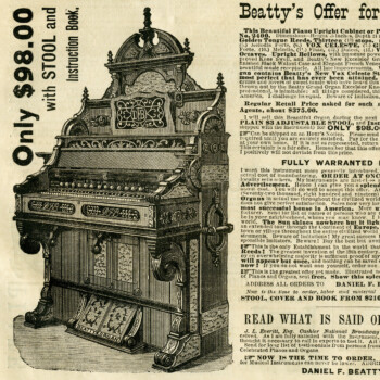 free vintage beatty's organ magazine advertisement clip art