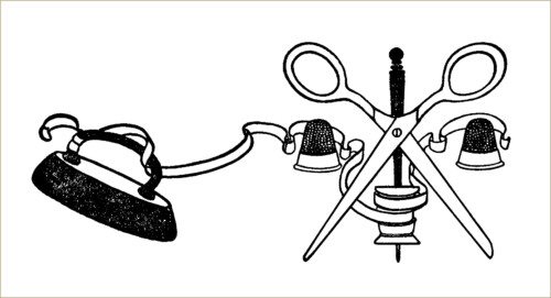 free vintage clip art sewing notions scissors thimble ribbon iron