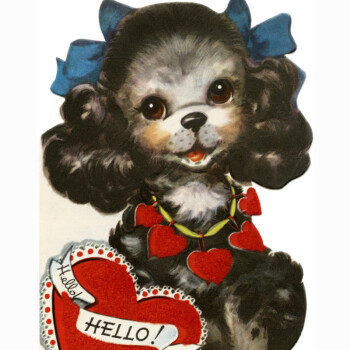 free vintage clip art puppy valentine card