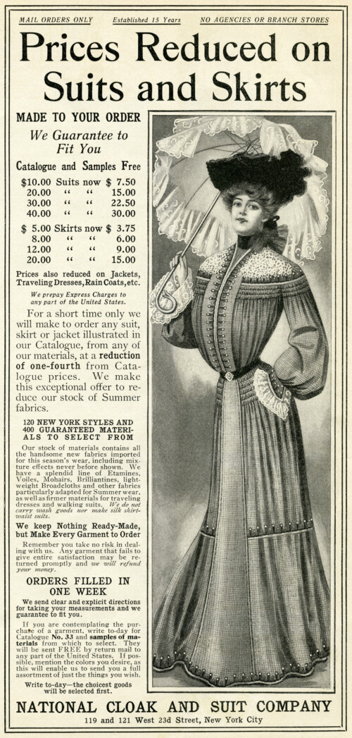 Free vintage Victorian ladies clothing magazine advertisement