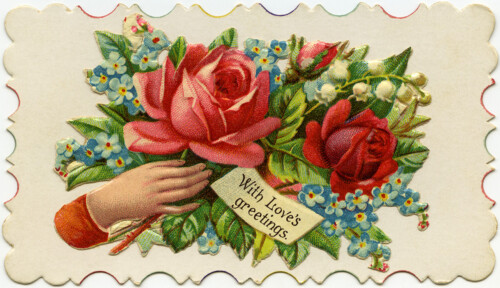 Free vintage clip art Victorian calling card hand rose